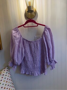 Sofia Collection- Lilac Smocked Peasant Top